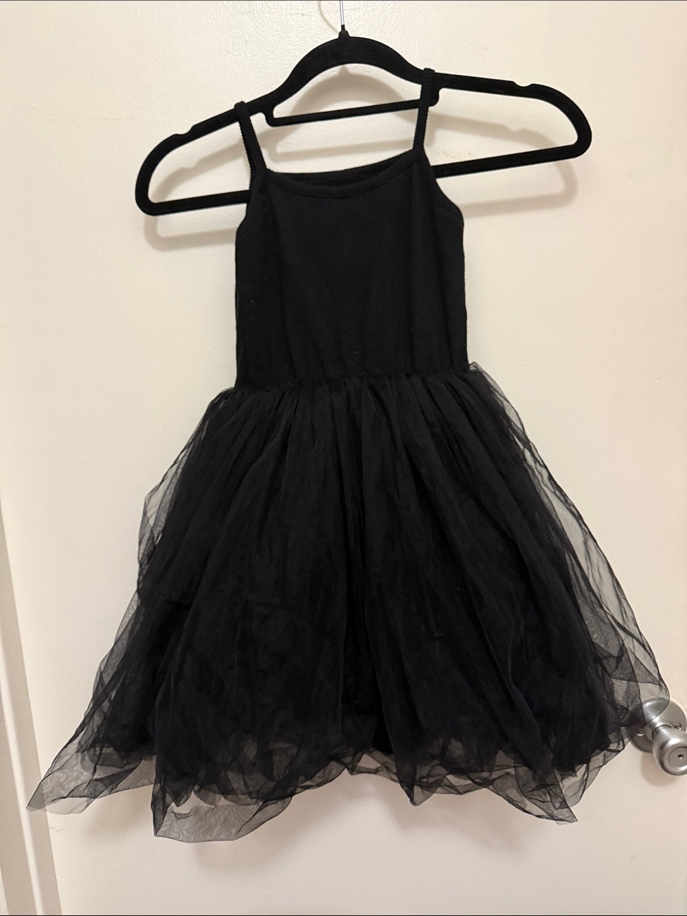 Black Tulle Dance Costume Dress for Kids - Classic Spaghetti Strap